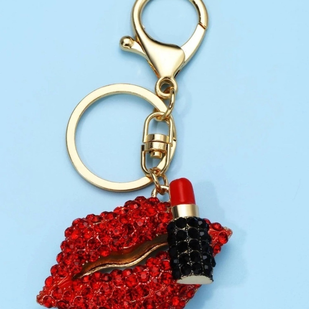 Red and Gold Lipstick Bag Charm